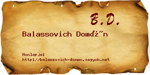 Balassovich Domán névjegykártya